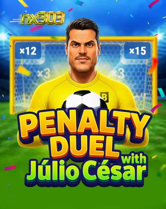 Tampilan visual Penalty Duel dengan kiper Júlio César di depan gawang